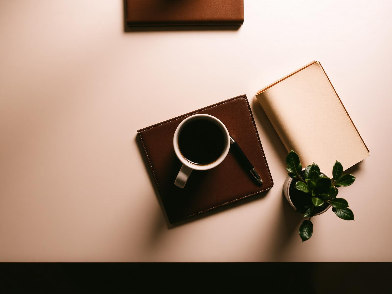 A quiet executive desk with warm morning light